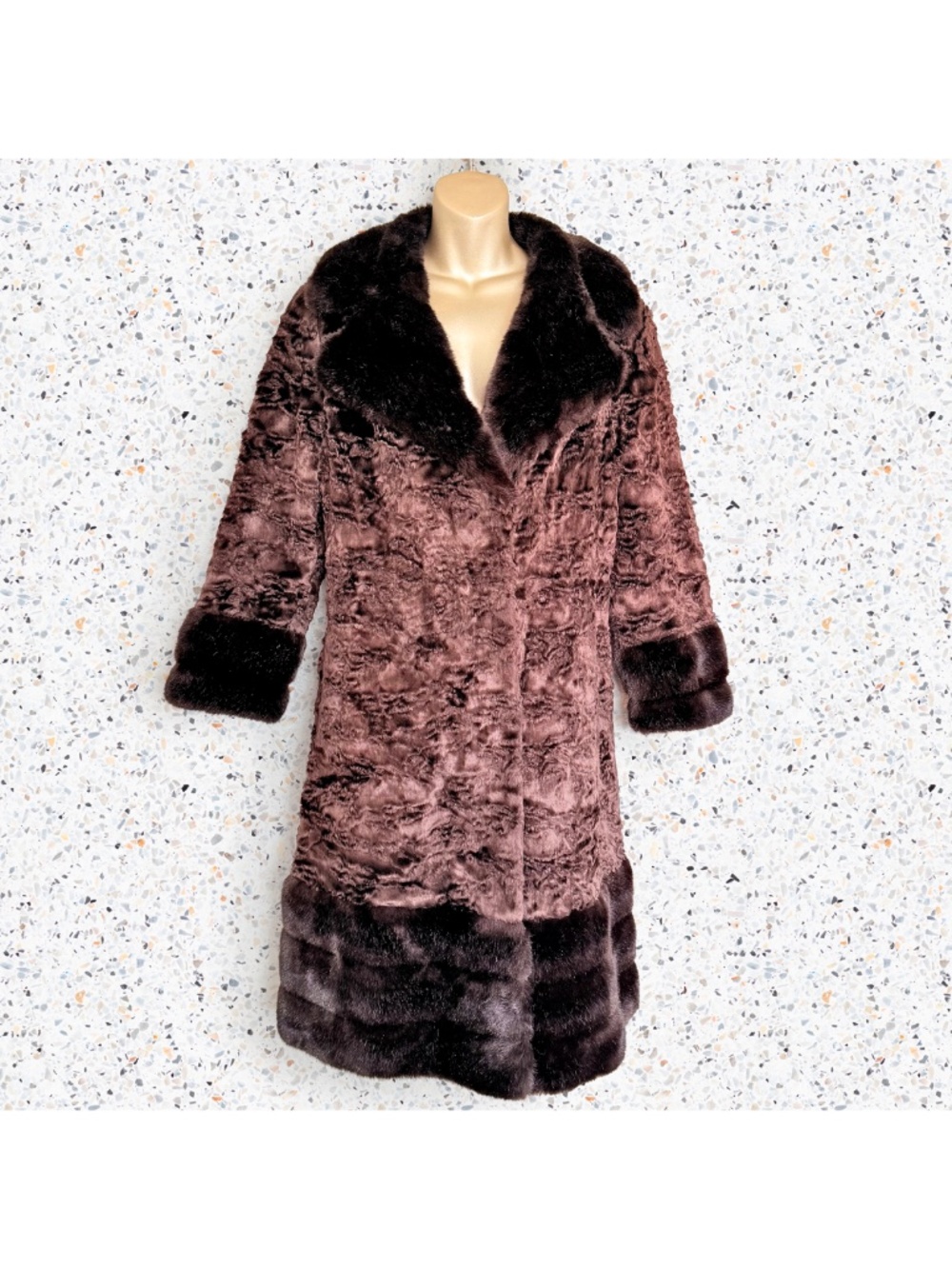 VTG 70s MCM Penny Lane Brown Faux Fur Mouton Mobwife Mod Hippie Bohemian Coat S - Picture 3 of 17
